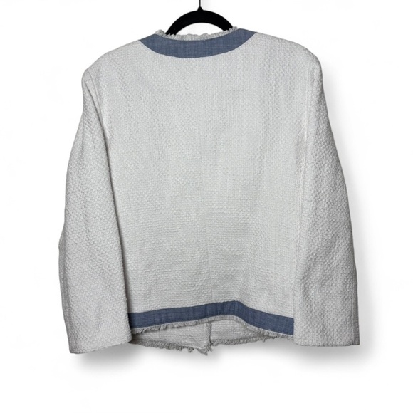 Talbots Tweed Blazer Jacket Sz 16 White Blue Trim Gold Button NWT - Picture 5 of 7